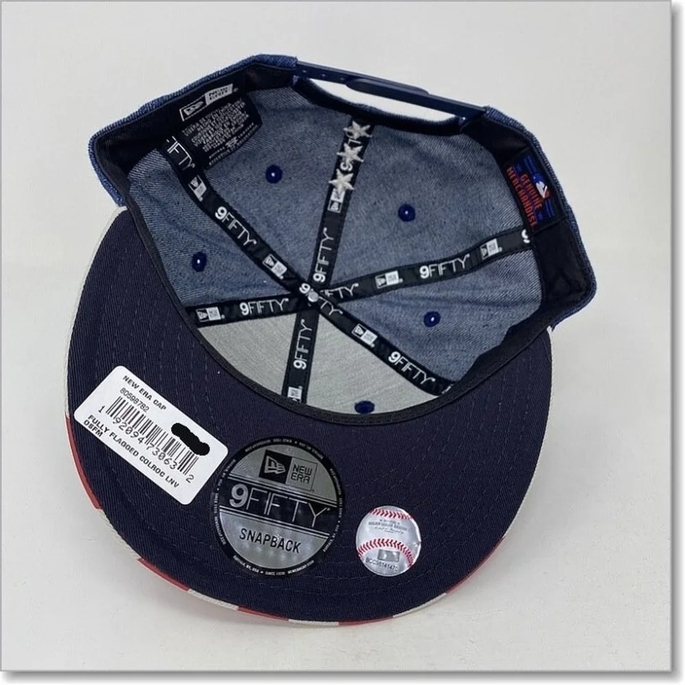NWT Colorado Rockies Denim USA Flag Snapback Hat Cap MLB Baseball Star Stripes‎